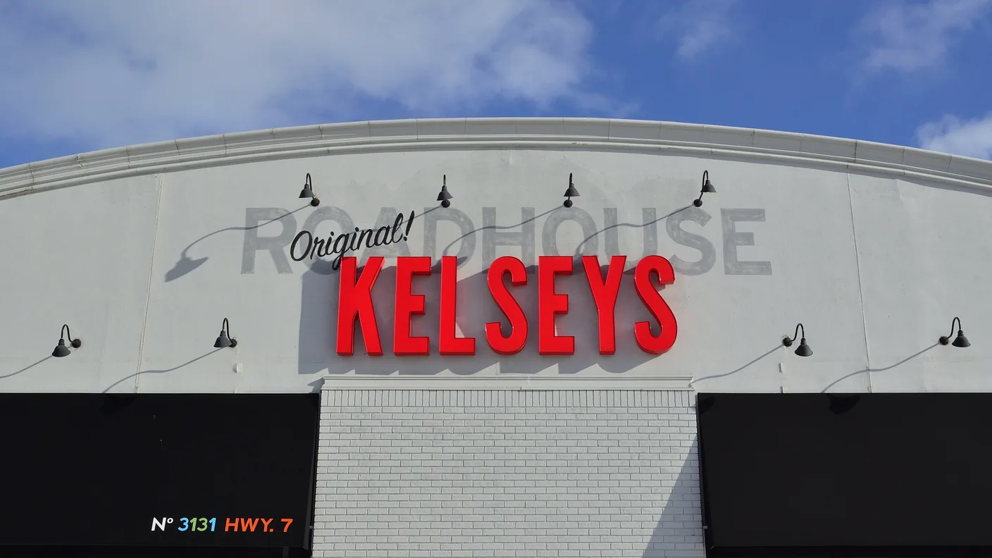 A Kelsey's Original Roadhouse exterior with the red wordmark