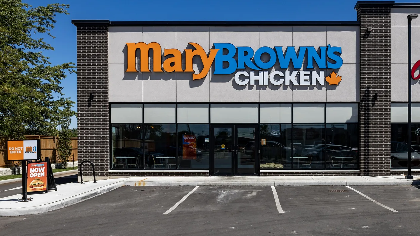 A Mary Brown's Chicken storefront in a small retail plaza