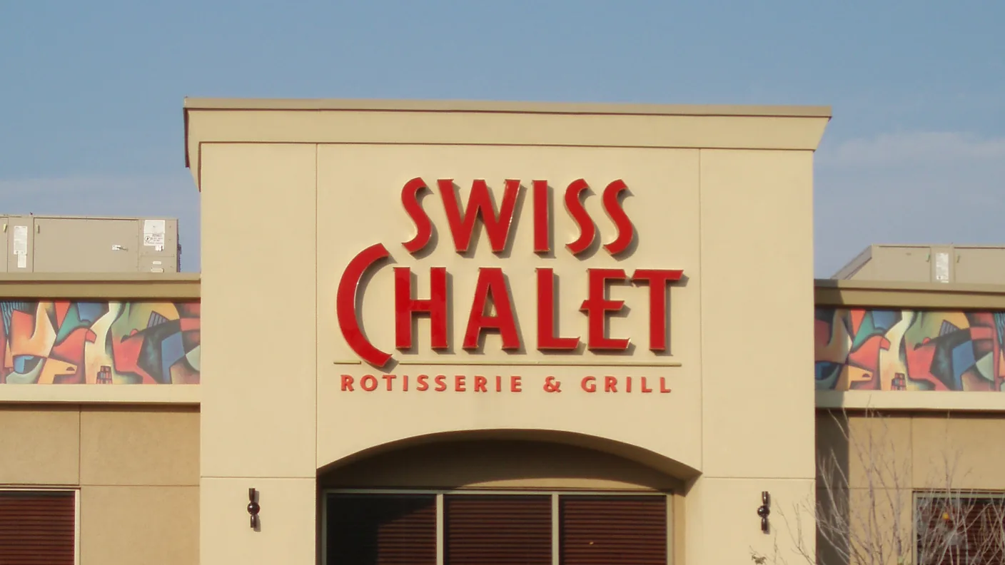 A Swiss Chalet Rotisserie & Grill exterior with the red wordmark